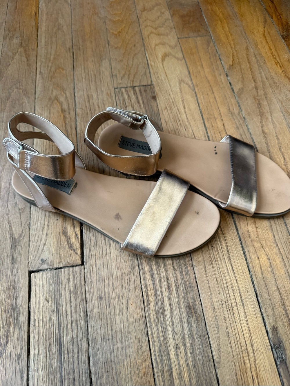 Steve Madden Women's Metallic Rose Gold Ankle-Strap Sandals